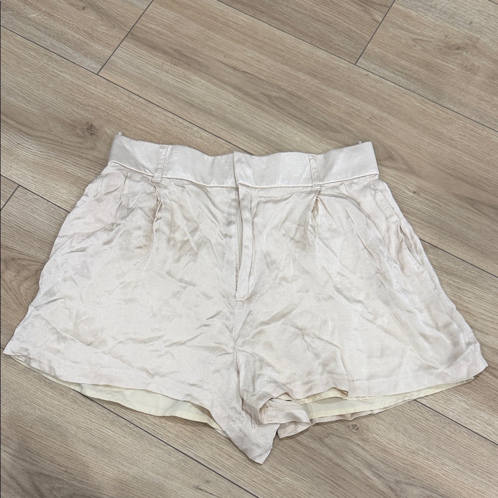 Zara Women's silk Cream Shorts